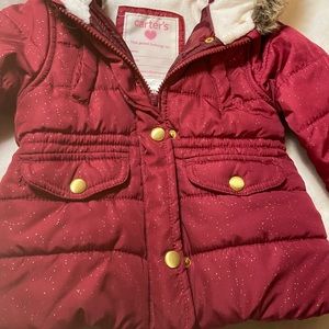 Burgundy Puffer Coat for Baby
